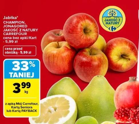 Jabłka Champion Jakość z Natury Carrefour +1 wariant