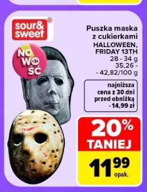 Puszka maska z cukierkami Halloween Sour & Sweet +1 wariant