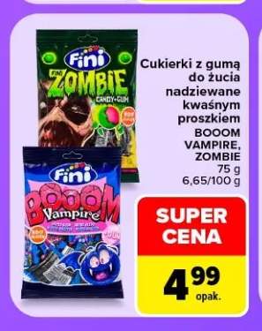 Cukierki z gumą do żucia nadziewane kwaśnym proszkiem Booom Vampire Fini +1 wariant