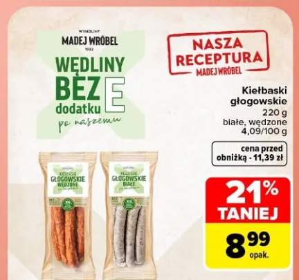 Kiełbaski głogowskie wędzone Madej Wróbel +1 wariant