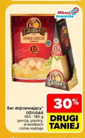 Ser dojrzewający porcja, plastry, w kostkach Džiugas
