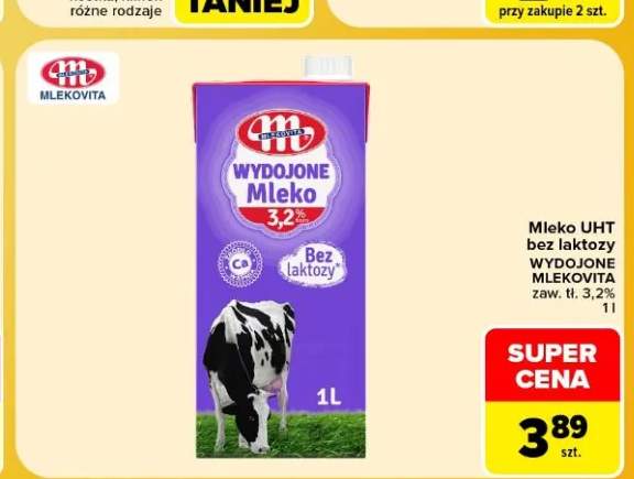 Mleko UHT bez laktozy Wydojone Mlekovita 3,2%