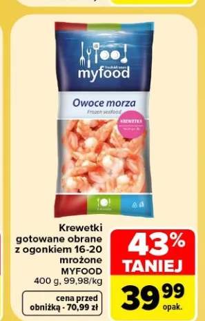 Krewetki gotowane obrane z ogonkiem 16-20 mrożone myFood