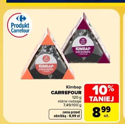 Kimbap sushi w kanapce z łososiem Carrefour +1 wariant