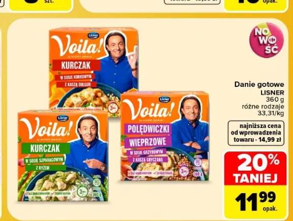 Danie gotowe Voila! Kurczak w sosie kurkowym z kaszą bulgur Lisner +2 warianty
