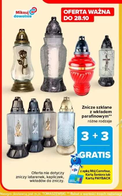 Znicze szklane z wkładem parafinowym