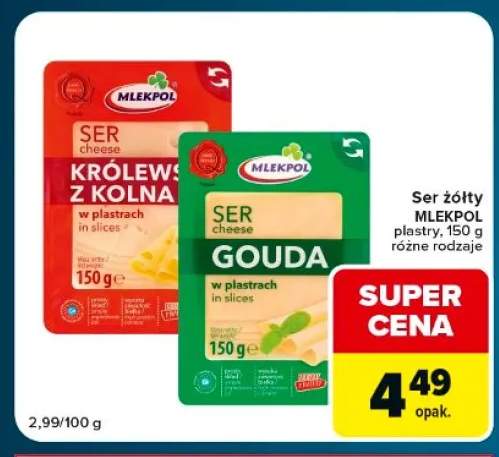 Ser gouda w plastrach Mlekpol +1 wariant