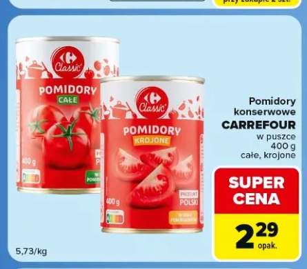 Pomidory konserwowe w puszce całe Carrefour +1 wariant