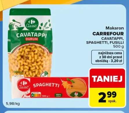 Makaron Cavatappi Carrefour +2 warianty
