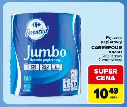 Ręcznik papierowy Jumbo 2-warstwowy Carrefour