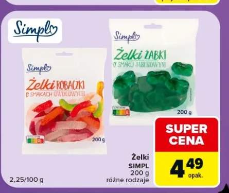 Żelki robaczki o smakach owocowych Simpl +1 wariant