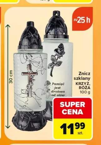 Znicz szklany Krzyż +1 wariant