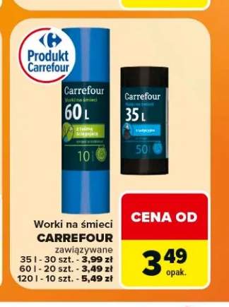 Worki na śmieci zawiązywane Carrefour 35 l +2 warianty