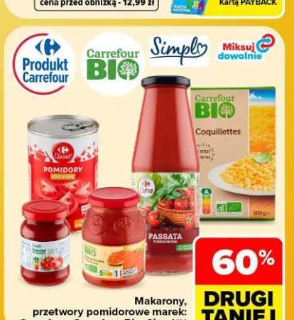 Makarony, przetwory pomidorowe marek Carrefour, Carrefour Bio, Simpl